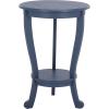 SAFAVIEH Home Collection – Mary Vintage Grey Pedestal End Table with Shelf, Classic Cabriole Design, Round Accent Table for Living Room or Bedroom (AMH5711A)(Blue)