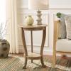 SAFAVIEH Home Collection – Mary Vintage Grey Pedestal End Table with Shelf, Classic Cabriole Design, Round Accent Table for Living Room or Bedroom (AMH5711A)(Desert Brown)
