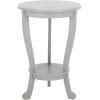 SAFAVIEH Home Collection – Mary Vintage Grey Pedestal End Table with Shelf, Classic Cabriole Design, Round Accent Table for Living Room or Bedroom (AMH5711A)(Robins Egg Blue)