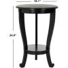 SAFAVIEH Home Collection – Mary Vintage Grey Pedestal End Table with Shelf, Classic Cabriole Design, Round Accent Table for Living Room or Bedroom (AMH5711A)(Distressed Black)