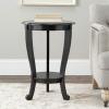 SAFAVIEH Home Collection – Mary Vintage Grey Pedestal End Table with Shelf, Classic Cabriole Design, Round Accent Table for Living Room or Bedroom (AMH5711A)(Distressed Black)