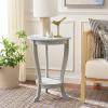 SAFAVIEH Home Collection – Mary Vintage Grey Pedestal End Table with Shelf, Classic Cabriole Design, Round Accent Table for Living Room or Bedroom (AMH5711A)(Robins Egg Blue)
