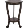 SAFAVIEH Home Collection – Mary Vintage Grey Pedestal End Table with Shelf, Classic Cabriole Design, Round Accent Table for Living Room or Bedroom (AMH5711A)(Dark Chocolate)