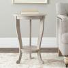 SAFAVIEH Home Collection – Mary Vintage Grey Pedestal End Table with Shelf, Classic Cabriole Design, Round Accent Table for Living Room or Bedroom (AMH5711A)(Vintage Grey)