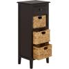 SAFAVIEH Home Collection – Michaela Vintage Grey Storage Unit with Woven Basket Drawers, British Colonial Farmhouse Accent Storage, Fully Assembled (AMH5744D)(Black)