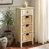 SAFAVIEH Home Collection – Michaela Vintage Grey Storage Unit with Woven Basket Drawers, British Colonial Farmhouse Accent Storage, Fully Assembled (AMH5744D)(Sand)