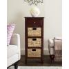 SAFAVIEH Home Collection – Michaela Vintage Grey Storage Unit with Woven Basket Drawers, British Colonial Farmhouse Accent Storage, Fully Assembled (AMH5744D)(Cherry)