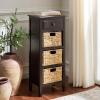 SAFAVIEH Home Collection – Michaela Vintage Grey Storage Unit with Woven Basket Drawers, British Colonial Farmhouse Accent Storage, Fully Assembled (AMH5744D)(Black)