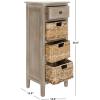 SAFAVIEH Home Collection – Michaela Vintage Grey Storage Unit with Woven Basket Drawers, British Colonial Farmhouse Accent Storage, Fully Assembled (AMH5744D)(White Washed)
