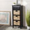 SAFAVIEH Home Collection – Michaela Vintage Grey Storage Unit with Woven Basket Drawers, British Colonial Farmhouse Accent Storage, Fully Assembled (AMH5744D)(Distressed Black)