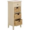 SAFAVIEH Home Collection – Michaela Vintage Grey Storage Unit with Woven Basket Drawers, British Colonial Farmhouse Accent Storage, Fully Assembled (AMH5744D)(Sand)