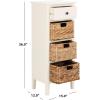 SAFAVIEH Home Collection – Michaela Vintage Grey Storage Unit with Woven Basket Drawers, British Colonial Farmhouse Accent Storage, Fully Assembled (AMH5744D)(Vintage White)