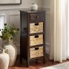 SAFAVIEH Home Collection – Michaela Vintage Grey Storage Unit with Woven Basket Drawers, British Colonial Farmhouse Accent Storage, Fully Assembled (AMH5744D)(Dark Chocolate)
