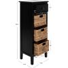 SAFAVIEH Home Collection – Michaela Vintage Grey Storage Unit with Woven Basket Drawers, British Colonial Farmhouse Accent Storage, Fully Assembled (AMH5744D)(Distressed Black)