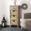 SAFAVIEH Home Collection – Michaela Vintage Grey Storage Unit with Woven Basket Drawers, British Colonial Farmhouse Accent Storage, Fully Assembled (AMH5744D)(White Washed)