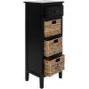 SAFAVIEH Home Collection – Michaela Vintage Grey Storage Unit with Woven Basket Drawers, British Colonial Farmhouse Accent Storage, Fully Assembled (AMH5744D)(Distressed Black)