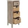SAFAVIEH Home Collection – Michaela Vintage Grey Storage Unit with Woven Basket Drawers, British Colonial Farmhouse Accent Storage, Fully Assembled (AMH5744D)(White Washed)