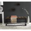 SAFAVIEH Home Collection – Reynolds Black Tufted Upholstered Accent Bench, Modern Parsons-Style Open Frame Bench with Brass Legs for Bedroom, Entryway or Living Room (FOX6225E)(Tan / Black)