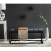SAFAVIEH Home Collection – Reynolds Black Tufted Upholstered Accent Bench, Modern Parsons-Style Open Frame Bench with Brass Legs for Bedroom, Entryway or Living Room (FOX6225E)(Navy / Black)