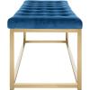SAFAVIEH Home Collection – Reynolds Black Tufted Upholstered Accent Bench, Modern Parsons-Style Open Frame Bench with Brass Legs for Bedroom, Entryway or Living Room (FOX6225E)(Navy / Brass)