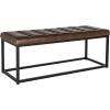 SAFAVIEH Home Collection – Reynolds Black Tufted Upholstered Accent Bench, Modern Parsons-Style Open Frame Bench with Brass Legs for Bedroom, Entryway or Living Room (FOX6225E)(Brown / Black)