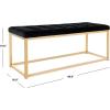 SAFAVIEH Home Collection – Reynolds Black Tufted Upholstered Accent Bench, Modern Parsons-Style Open Frame Bench with Brass Legs for Bedroom, Entryway or Living Room (FOX6225E)(Black / Brass)
