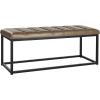 SAFAVIEH Home Collection – Reynolds Black Tufted Upholstered Accent Bench, Modern Parsons-Style Open Frame Bench with Brass Legs for Bedroom, Entryway or Living Room (FOX6225E)(Tan / Black)