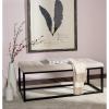 SAFAVIEH Home Collection – Reynolds Black Tufted Upholstered Accent Bench, Modern Parsons-Style Open Frame Bench with Brass Legs for Bedroom, Entryway or Living Room (FOX6225E)(Beige / Black)