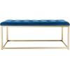 SAFAVIEH Home Collection – Reynolds Black Tufted Upholstered Accent Bench, Modern Parsons-Style Open Frame Bench with Brass Legs for Bedroom, Entryway or Living Room (FOX6225E)(Navy / Brass)
