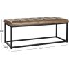 SAFAVIEH Home Collection – Reynolds Black Tufted Upholstered Accent Bench, Modern Parsons-Style Open Frame Bench with Brass Legs for Bedroom, Entryway or Living Room (FOX6225E)(Tan / Black)