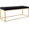 SAFAVIEH Home Collection – Reynolds Black Tufted Upholstered Accent Bench, Modern Parsons-Style Open Frame Bench with Brass Legs for Bedroom, Entryway or Living Room (FOX6225E)(Black / Brass)