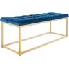 SAFAVIEH Home Collection – Reynolds Black Tufted Upholstered Accent Bench, Modern Parsons-Style Open Frame Bench with Brass Legs for Bedroom, Entryway or Living Room (FOX6225E)(Navy / Brass)