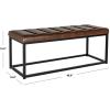 SAFAVIEH Home Collection – Reynolds Black Tufted Upholstered Accent Bench, Modern Parsons-Style Open Frame Bench with Brass Legs for Bedroom, Entryway or Living Room (FOX6225E)(Brown / Black)