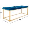 SAFAVIEH Home Collection – Reynolds Black Tufted Upholstered Accent Bench, Modern Parsons-Style Open Frame Bench with Brass Legs for Bedroom, Entryway or Living Room (FOX6225E)(Navy / Brass)