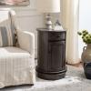 SAFAVIEH Home Collection – Tabitha Dark Cherry Round Swivel Storage End Table, Farmhouse Accent Table with Drawer & Cabinet, Fully Assembled (AMH5712D)(Black)