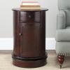 SAFAVIEH Home Collection – Tabitha Dark Cherry Round Swivel Storage End Table, Farmhouse Accent Table with Drawer & Cabinet, Fully Assembled (AMH5712D)(Dark Cherry)