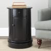 SAFAVIEH Home Collection – Tabitha Dark Cherry Round Swivel Storage End Table, Farmhouse Accent Table with Drawer & Cabinet, Fully Assembled (AMH5712D)(Distressed Black)