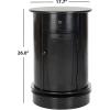 SAFAVIEH Home Collection – Tabitha Dark Cherry Round Swivel Storage End Table, Farmhouse Accent Table with Drawer & Cabinet, Fully Assembled (AMH5712D)(Distressed Black)