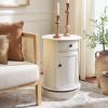 SAFAVIEH Home Collection – Tabitha Dark Cherry Round Swivel Storage End Table, Farmhouse Accent Table with Drawer & Cabinet, Fully Assembled (AMH5712D)(Ivory)