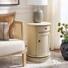 SAFAVIEH Home Collection – Tabitha Dark Cherry Round Swivel Storage End Table, Farmhouse Accent Table with Drawer & Cabinet, Fully Assembled (AMH5712D)(Sand)