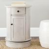 SAFAVIEH Home Collection – Tabitha Dark Cherry Round Swivel Storage End Table, Farmhouse Accent Table with Drawer & Cabinet, Fully Assembled (AMH5712D)(Vintage Grey)