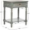 SAFAVIEH Home Collection – Tami Off-White Nightstand with Drawer & Shelf, Vintage Farmhouse Accent Table, Turned Leg Design (AMH6604A)(Ash Grey)