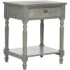 SAFAVIEH Home Collection – Tami Off-White Nightstand with Drawer & Shelf, Vintage Farmhouse Accent Table, Turned Leg Design (AMH6604A)(Ash Grey)
