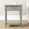 SAFAVIEH Home Collection – Tami Off-White Nightstand with Drawer & Shelf, Vintage Farmhouse Accent Table, Turned Leg Design (AMH6604A)(Ash Grey)