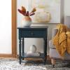 SAFAVIEH Home Collection – Tami Off-White Nightstand with Drawer & Shelf, Vintage Farmhouse Accent Table, Turned Leg Design (AMH6604A)(Teal)