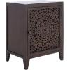 SAFAVIEH Home Collection – Thea Brown Carved Mandala 1-Door Storage Nightstand, Fully Assembled, Boho Accent Side Table (NST5300A)(Brown)