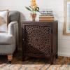 SAFAVIEH Home Collection – Thea Brown Carved Mandala 1-Door Storage Nightstand, Fully Assembled, Boho Accent Side Table (NST5300A)(Brown)