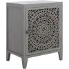 SAFAVIEH Home Collection – Thea Brown Carved Mandala 1-Door Storage Nightstand, Fully Assembled, Boho Accent Side Table (NST5300A)(Grey Walnut)