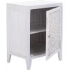 SAFAVIEH Home Collection – Thea Brown Carved Mandala 1-Door Storage Nightstand, Fully Assembled, Boho Accent Side Table (NST5300A)(White Washed)