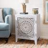 SAFAVIEH Home Collection – Thea Brown Carved Mandala 1-Door Storage Nightstand, Fully Assembled, Boho Accent Side Table (NST5300A)(White Washed)